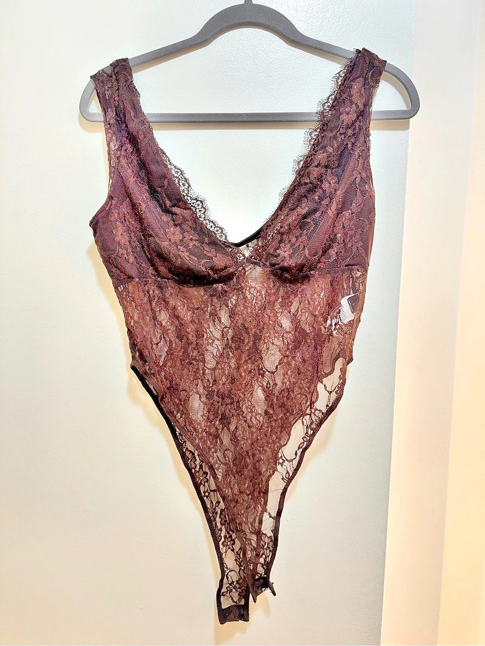 🆕 SHEIN Brown Lace Bodysuit Size Large